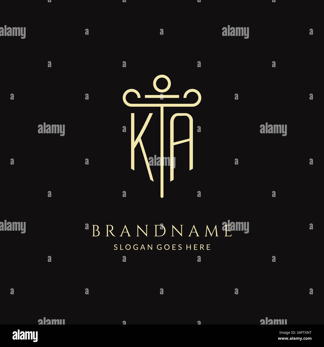 Logo KA monogramme moderne de luxe pour cabinet d'avocats avec graphique vectoriel de style de conception d'icône de pilier Illustration de Vecteur