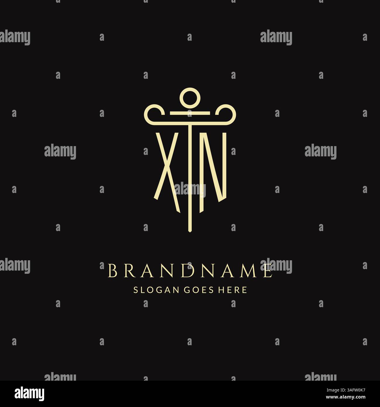 Logo XN monogramme moderne de luxe pour cabinet d'avocats avec graphique vectoriel de style de conception d'icône de pilier Illustration de Vecteur