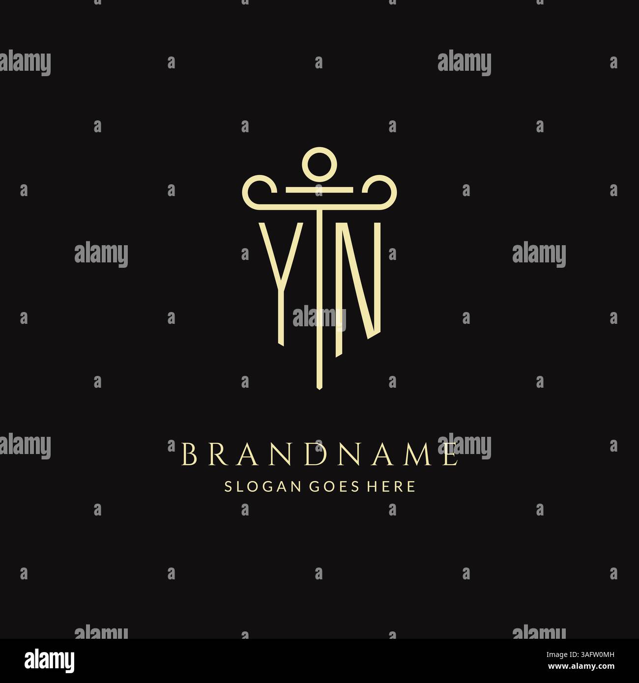 Logo YN monogramme moderne de luxe pour cabinet d'avocats avec graphique vectoriel de style de conception d'icône de pilier Illustration de Vecteur