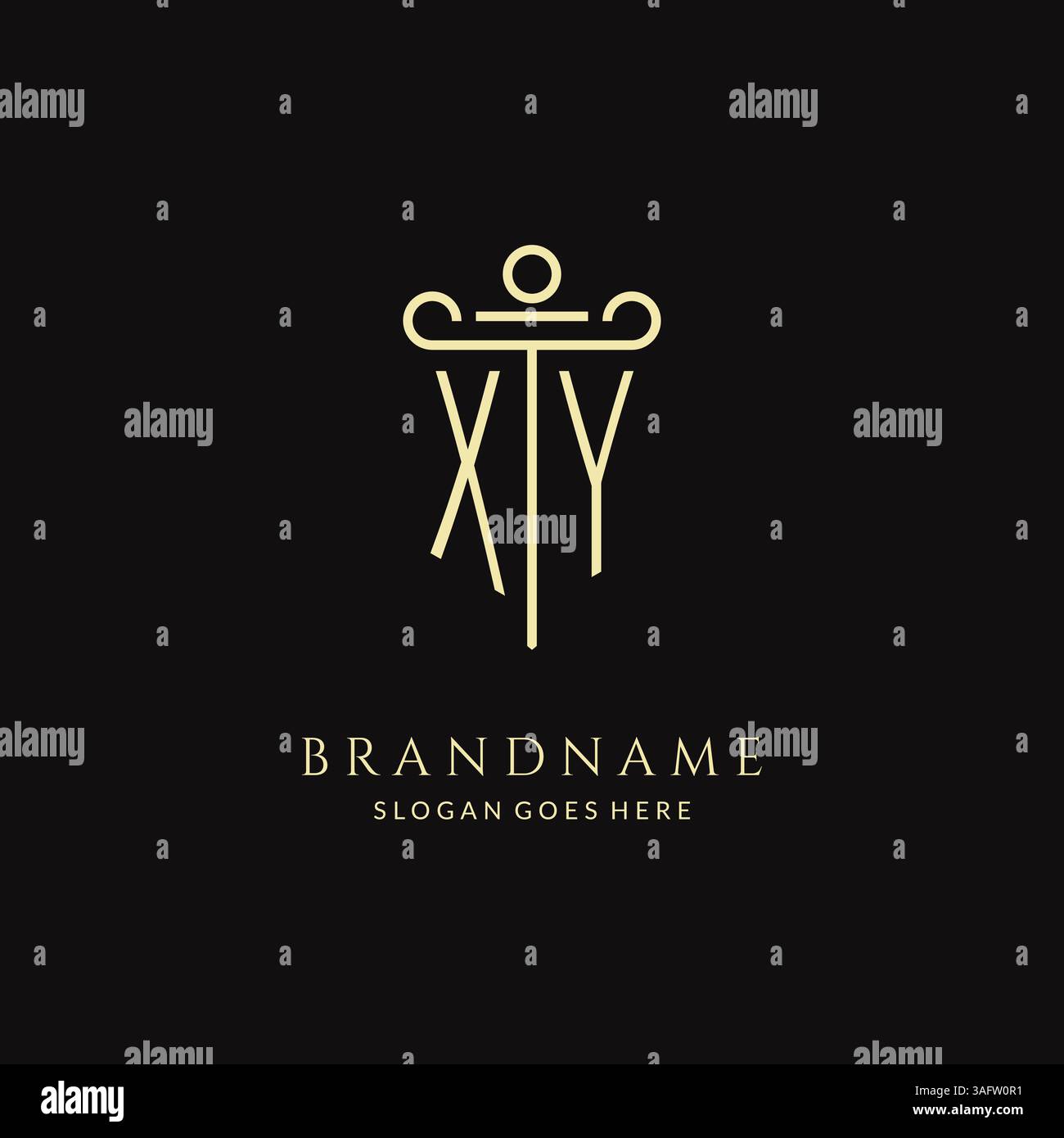 Logo XY monogramme moderne de luxe pour cabinet d'avocats avec graphique vectoriel de style de conception d'icône de pilier Illustration de Vecteur