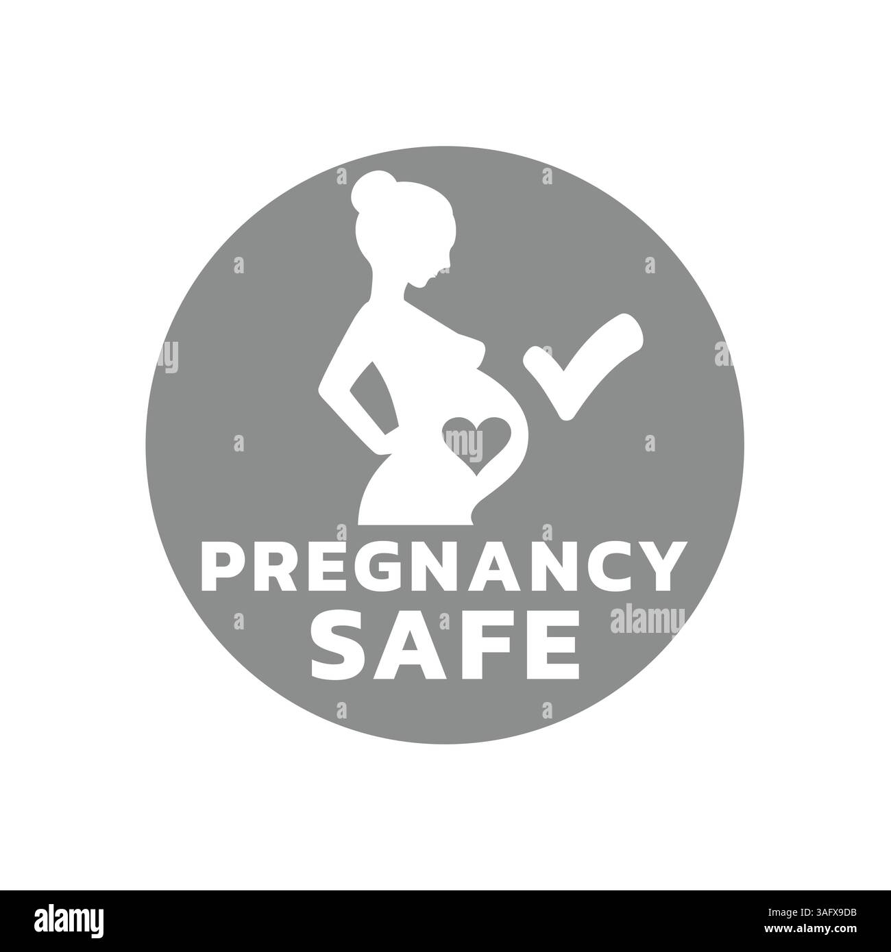 Étiquette de vecteur de sécurité de grossesse. Produit adapté aux femmes enceintes avec ventre de coeur. Illustration de Vecteur