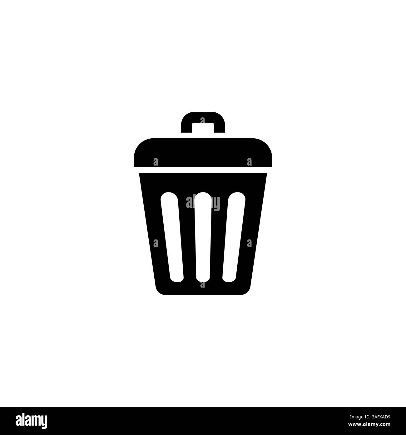 icône de poubelle avec couvercle en noir sur fond blanc, recyclage ou élimination Illustration de Vecteur