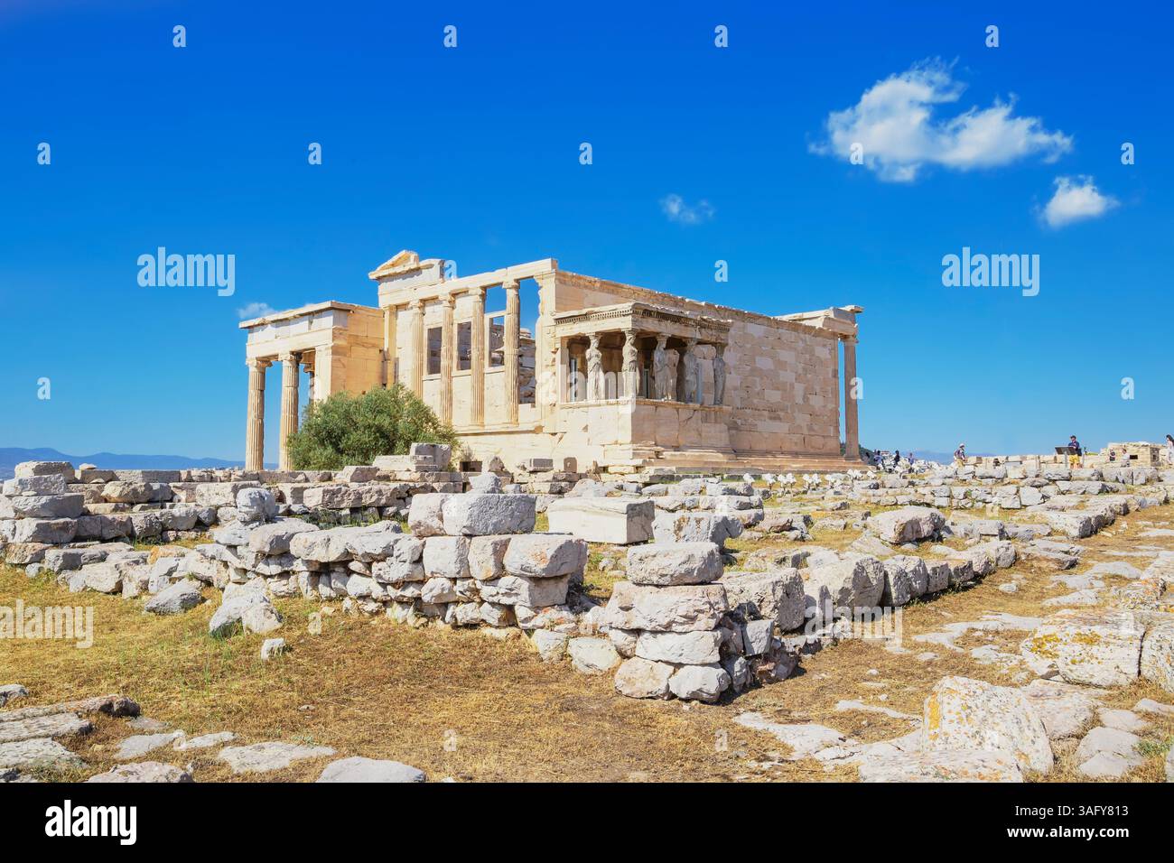 Porche de cariatides, Erechtheion Temple, Acropole, Athènes, Grèce, Europe, Banque D'Images