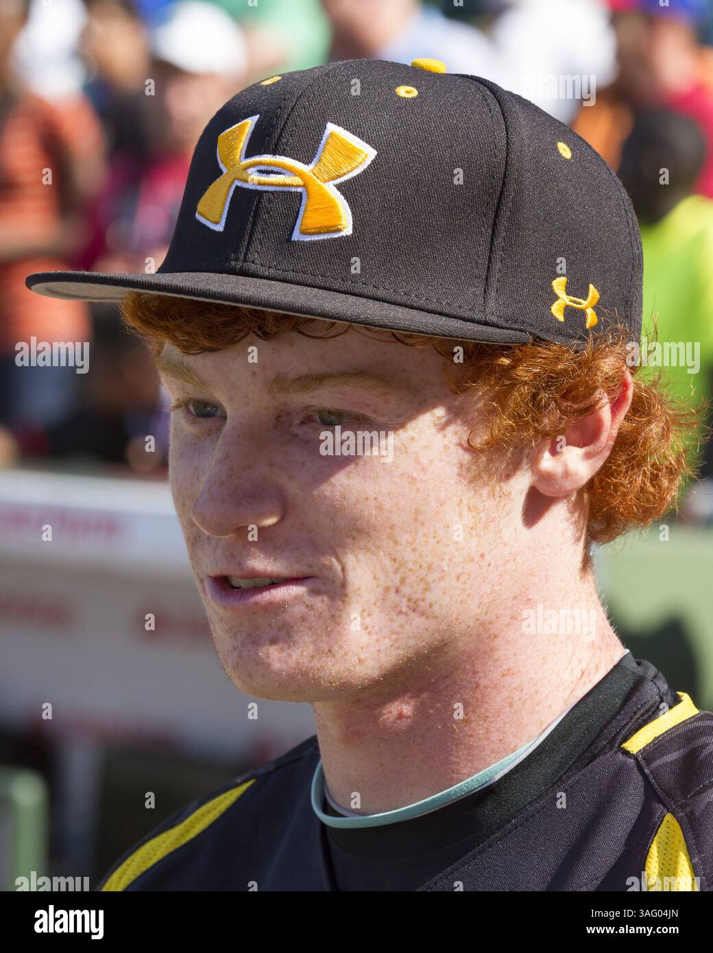 18 août 2012 - Chicago, Illinois, U. S - la star du baseball de préparation CLINT FRAZIER vue ici au match de baseball All-American Under Armour, qui s'est tenu à Wrigley Field. (Crédit image : © TriplePlayNewMedia/ZUMAPRESS.com) Banque D'Images