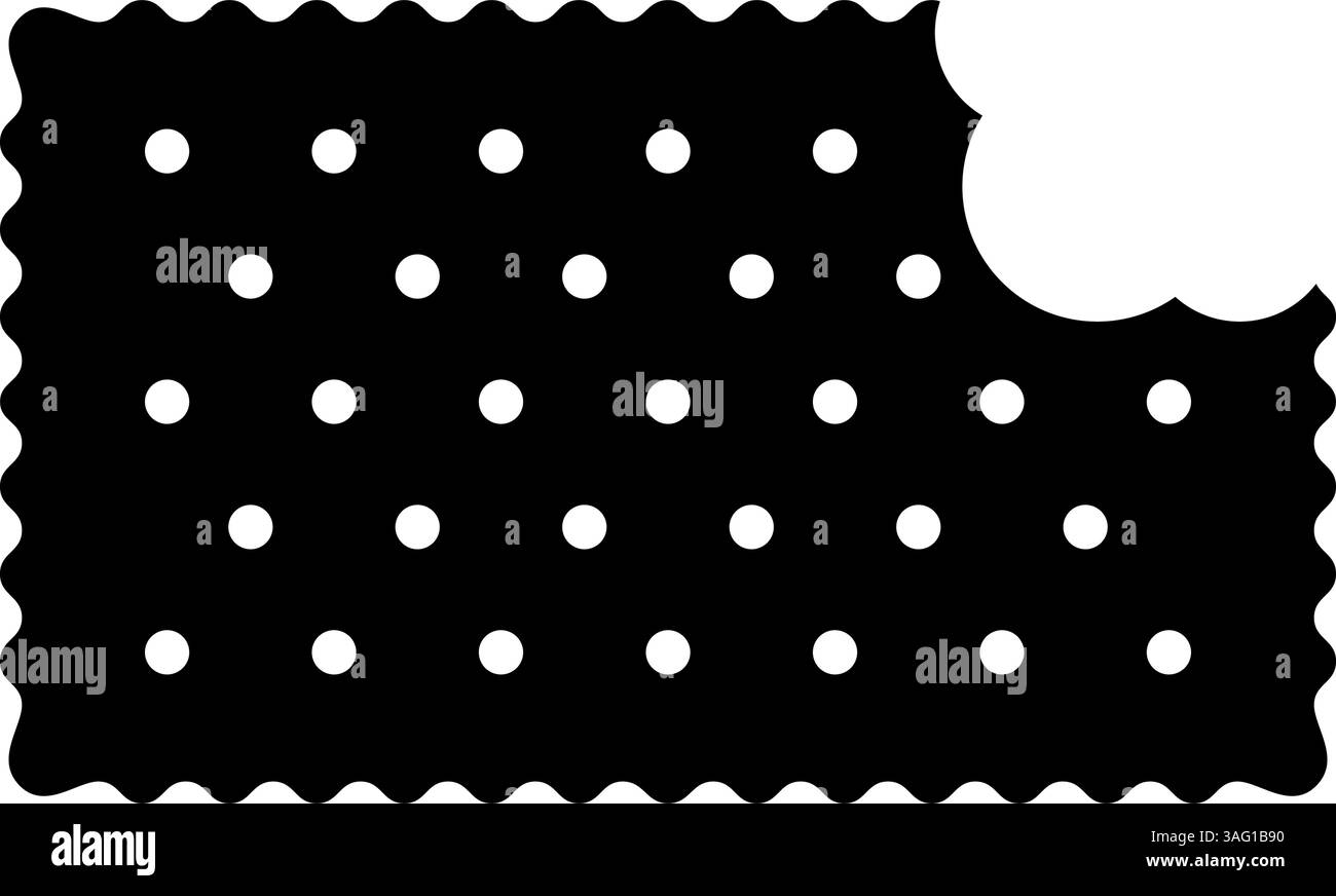 Silhouette de craquelin mordu. Biscuit sucré ou salé en forme de rectangle. Snack croustillant populaire isolé sur fond blanc. Illustration graphique vectorielle. Illustration de Vecteur