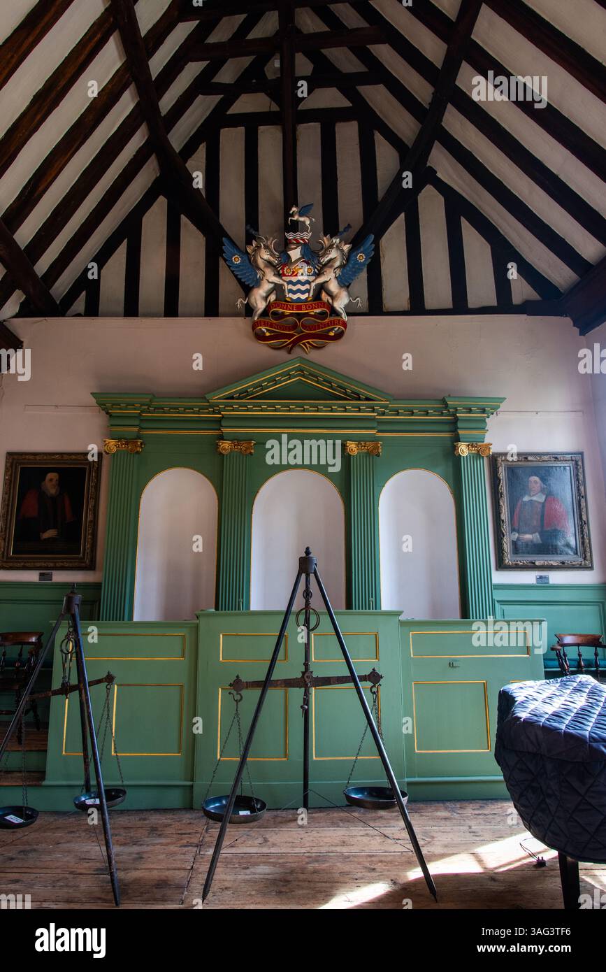 Les armoiries pour les aventuriers marchands, The Great Hall, Merchant Adventurers’ Hall, York, Angleterre. Banque D'Images