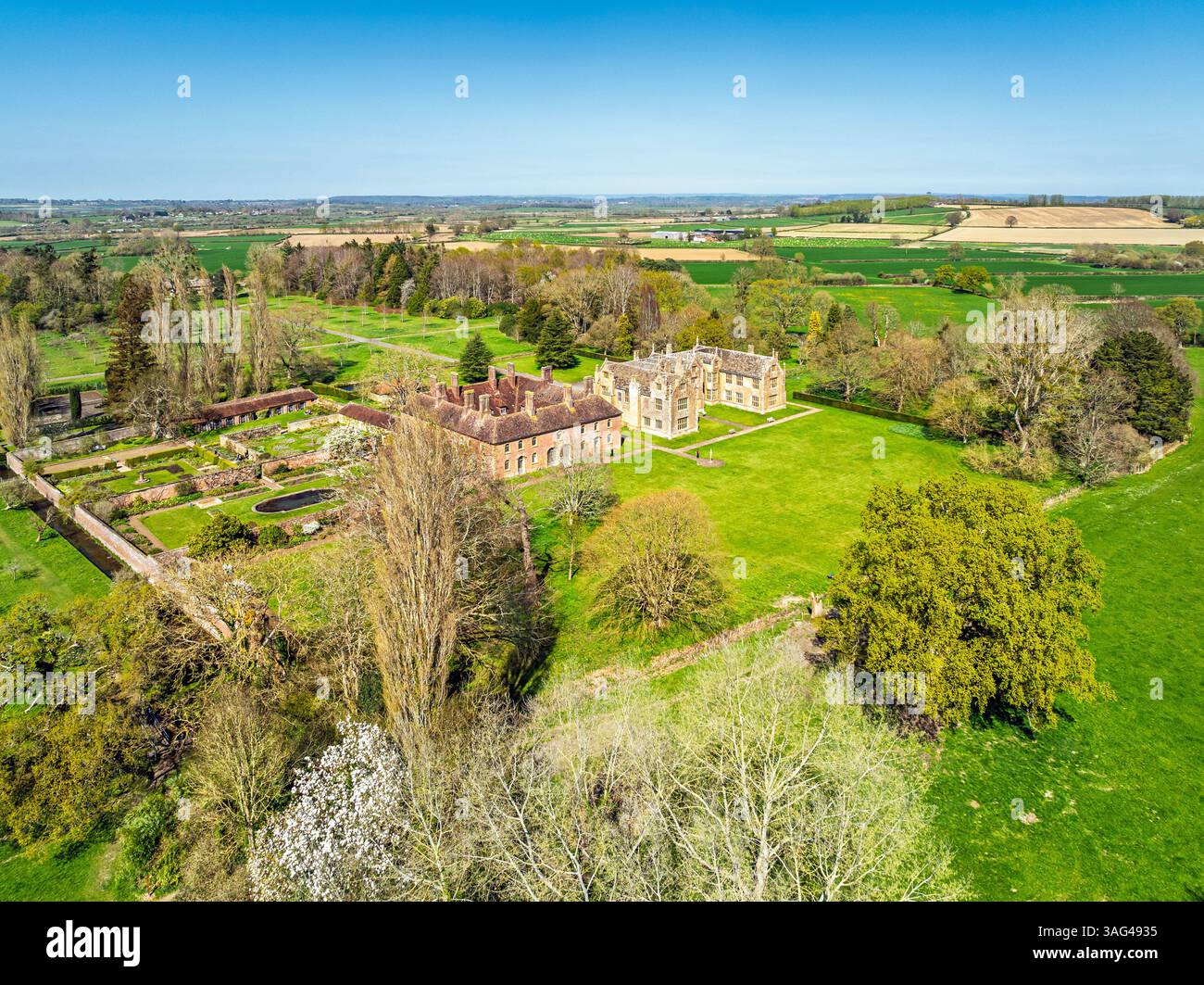 Barrington court and Gardens d'un drone, Ilminster, Somerset, Angleterre Banque D'Images