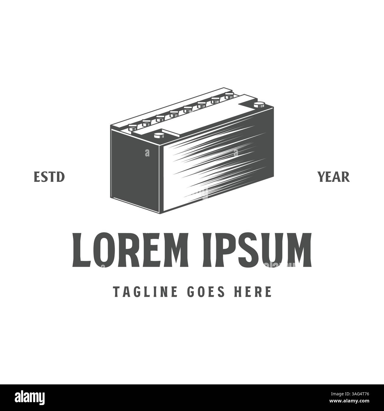 Rétro Vintage Heavy Truck car Battery illustration logo Design Vector Illustration de Vecteur