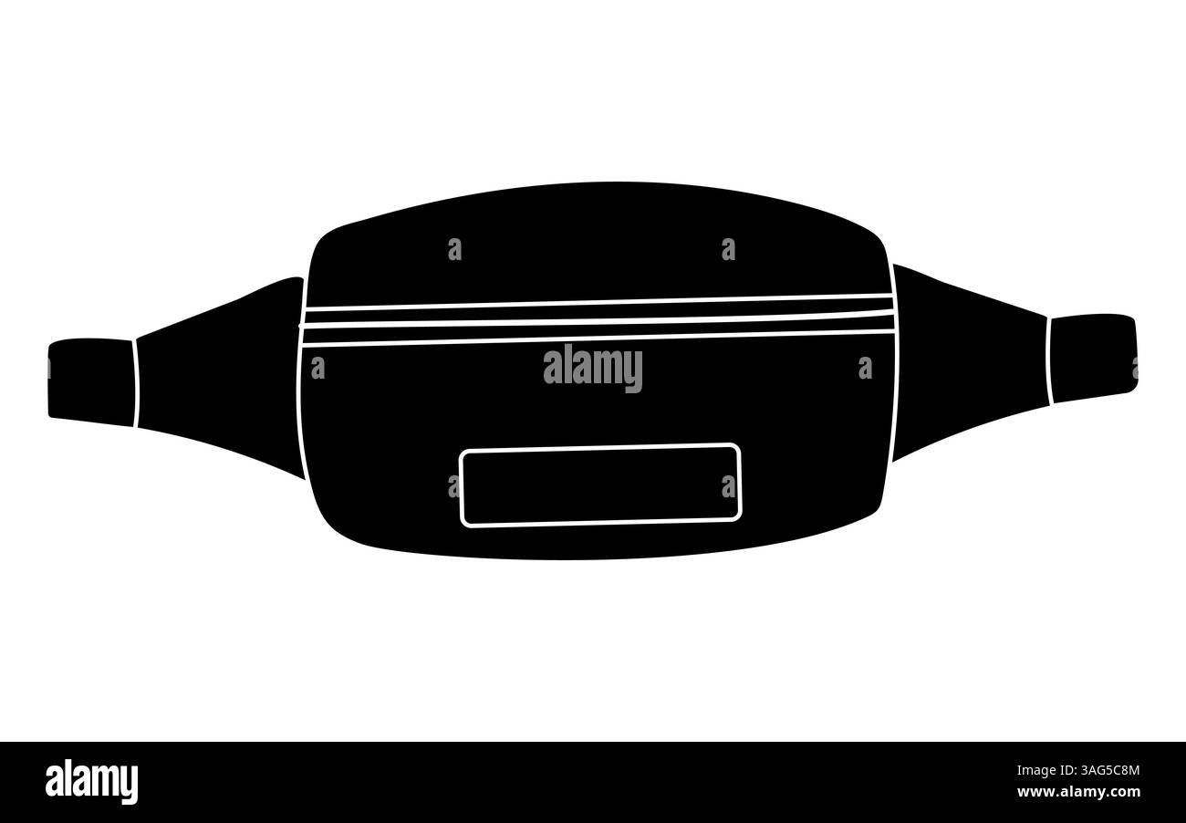 Sac de taille noir élégant pour les activités de plein air et une utilisation quotidienne Illustration de Vecteur