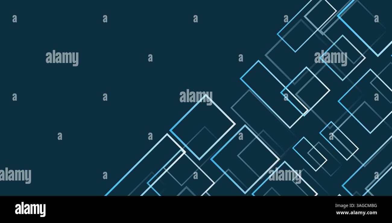 Simples cadres rectangulaires chevauchants de différentes tailles, colorés en nuances de bleu - motif de formes géométriques, texture de gradient sur fond à grande échelle Illustration de Vecteur