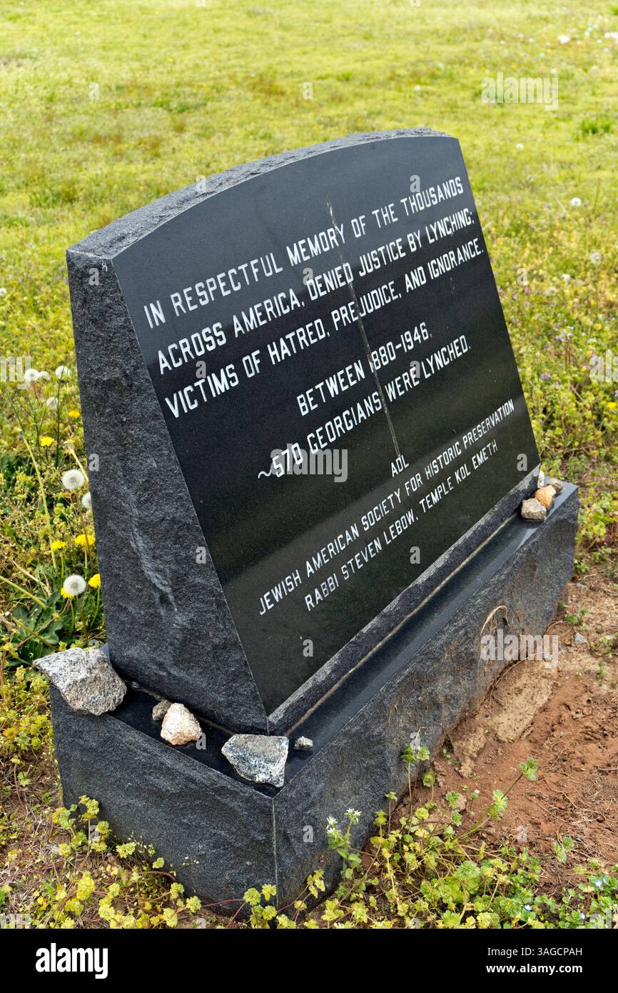 Le Mémorial national anti-lynchage sur le site du lynchage de Leo Frank, accusé de meurtre en 1915, à Marietta en Géorgie. Banque D'Images