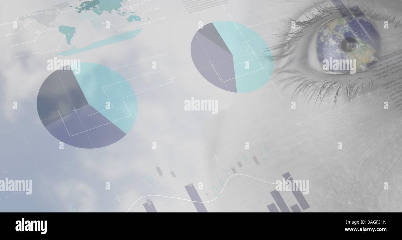 Image du traitement des données financières avec des statistiques sur l'oeil de la femme Banque D'Images