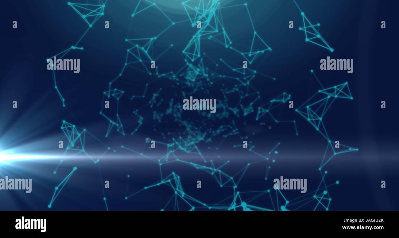 Image des réseaux de connexions sur fond bleu foncé Banque D'Images