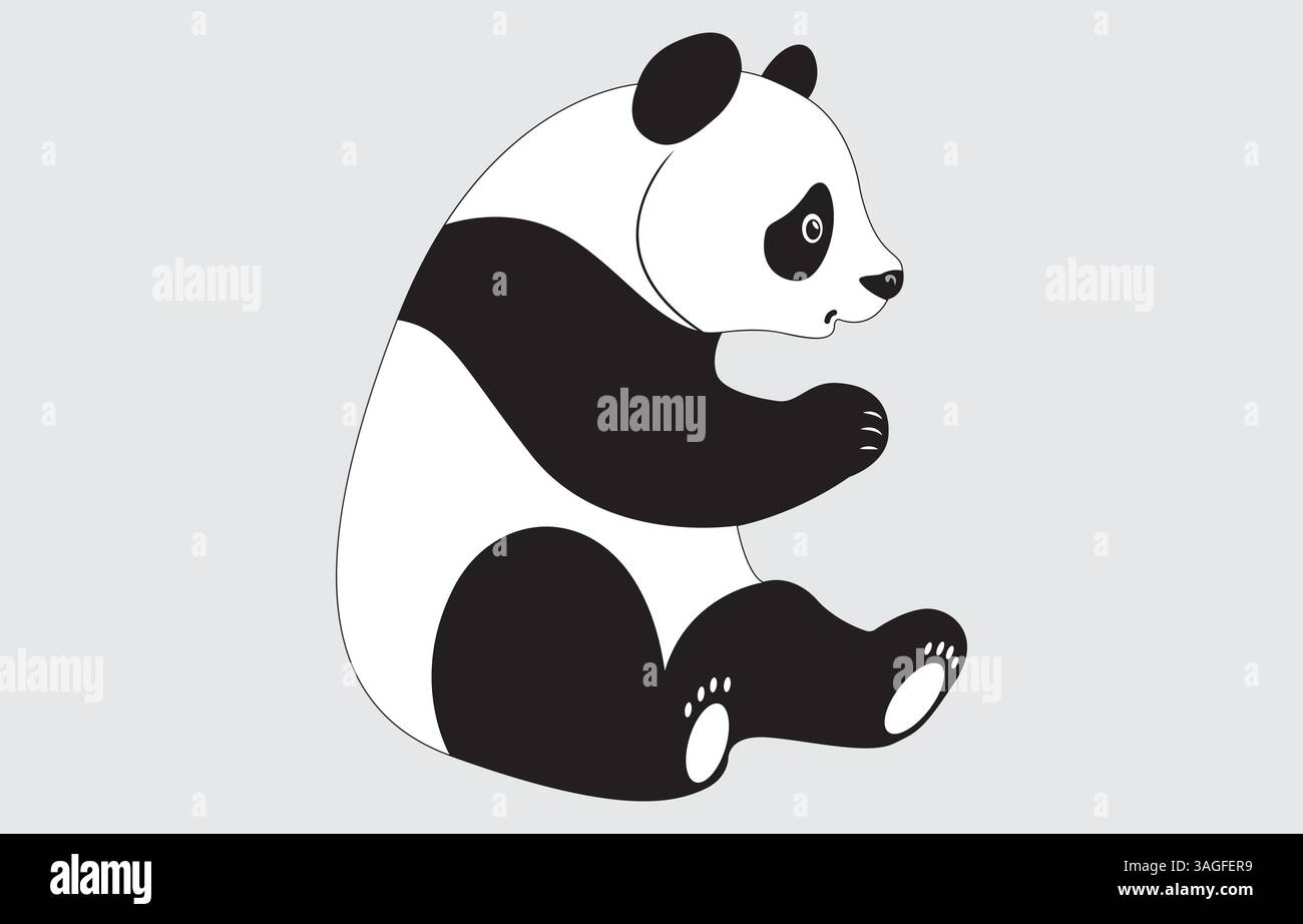 Illustration de dessin animé mignon panda dessinée à la main sur fond blanc Illustration de Vecteur