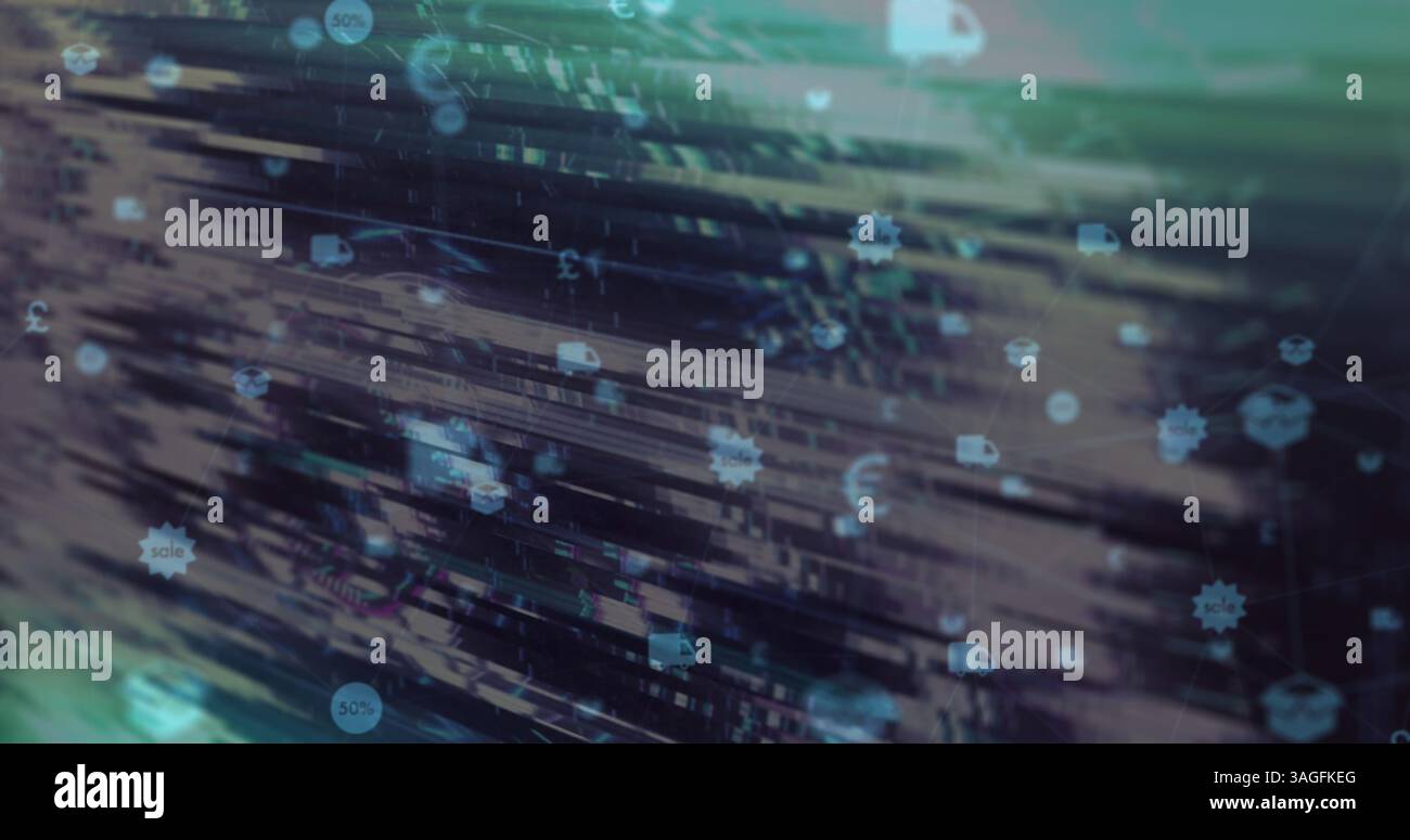 Illustration de la numérisation de l'oscilloscope et des icônes numériques en ligne Banque D'Images