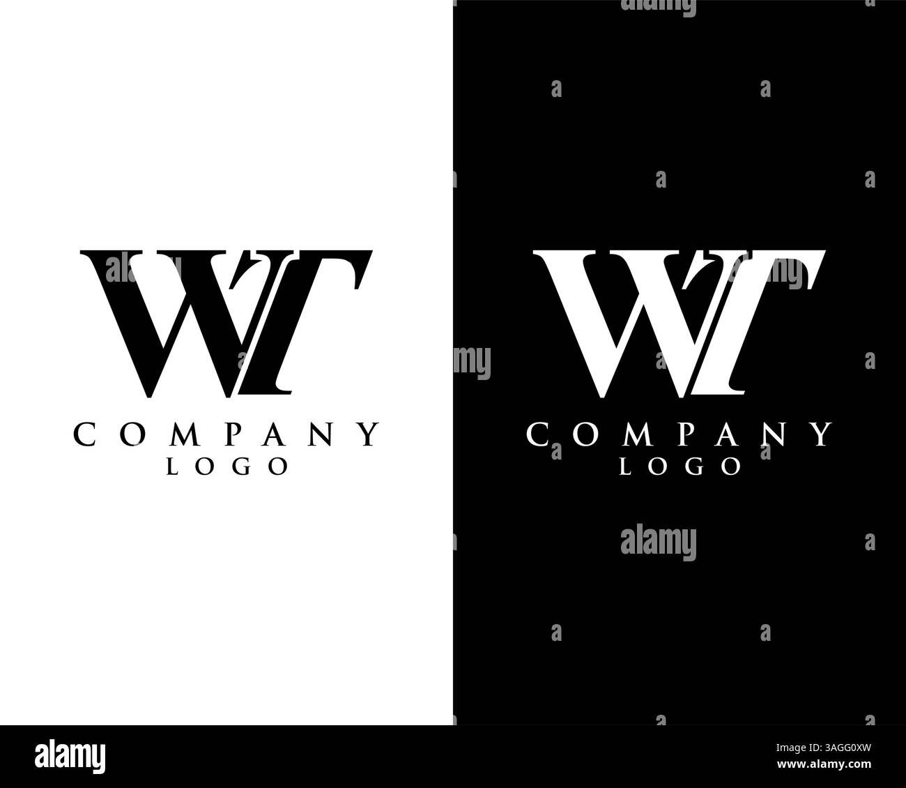 WT, TW lettre logo type nom de la société design noir et blanc. logo vectoriel pour l'entreprise et l'identité de l'entreprise Illustration de Vecteur