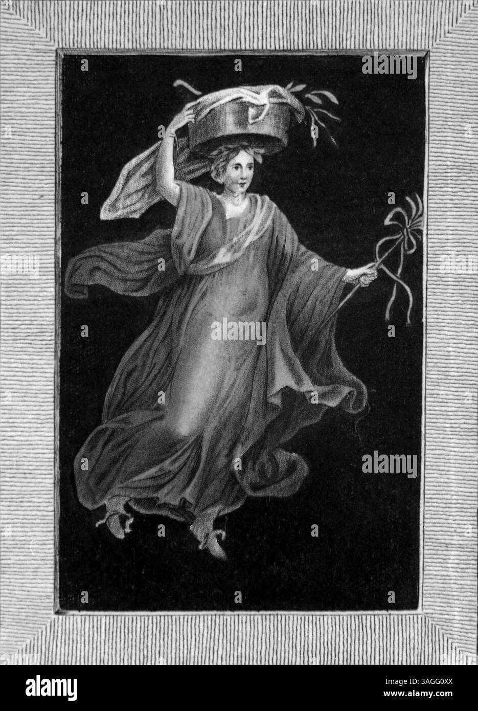 Bacchante, ancienne fresque romaine trouvée à Herculanum, illustration, Italie des années 1700 Banque D'Images