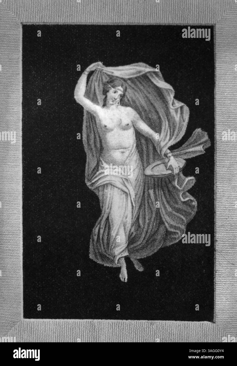 Bacchante, ancienne fresque romaine trouvée à Herculanum, illustration, Italie des années 1700 Banque D'Images