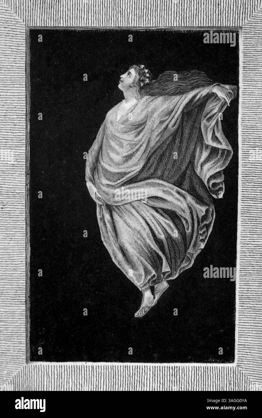 Bacchante, ancienne fresque romaine trouvée à Herculanum, illustration, Italie des années 1700 Banque D'Images