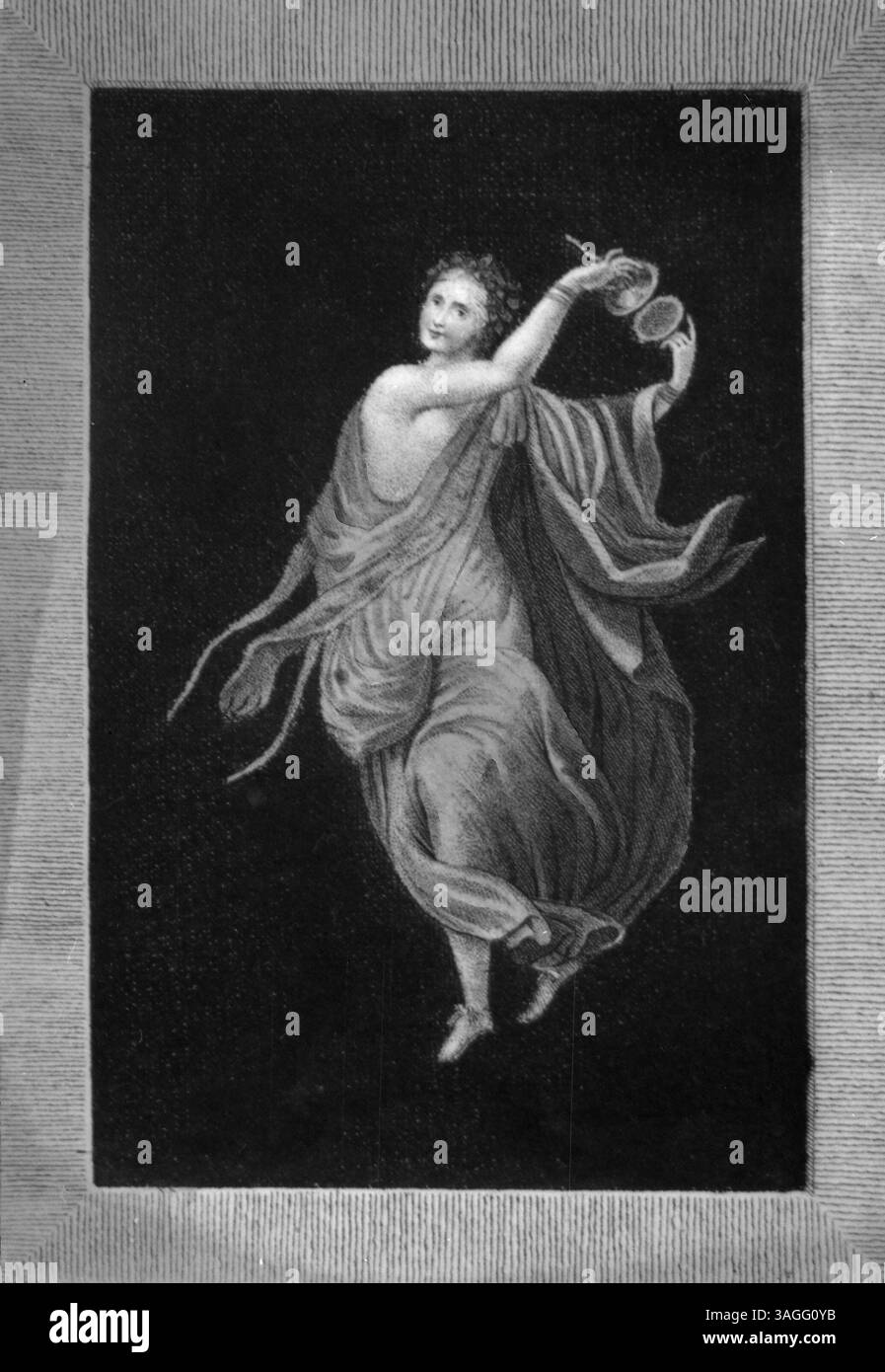 Bacchante, ancienne fresque romaine trouvée à Herculanum, illustration, Italie des années 1700 Banque D'Images
