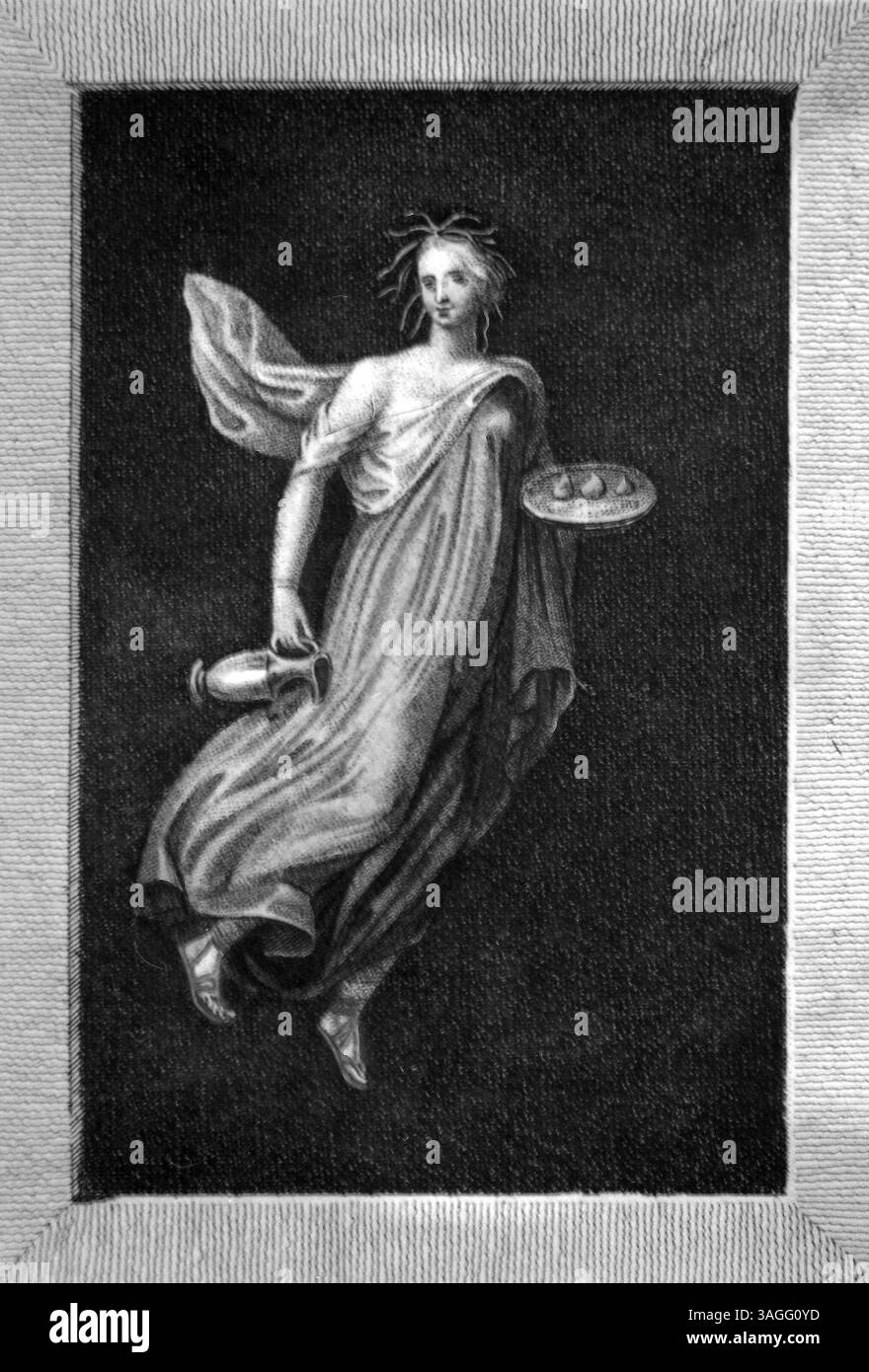 Bacchante, ancienne fresque romaine trouvée à Herculanum, illustration, Italie des années 1700 Banque D'Images