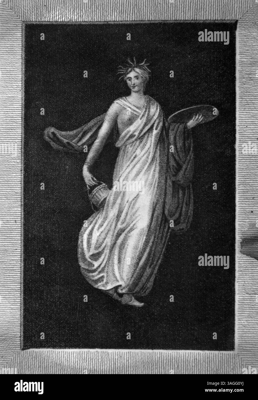 Bacchante, ancienne fresque romaine trouvée à Herculanum, illustration, Italie des années 1700 Banque D'Images