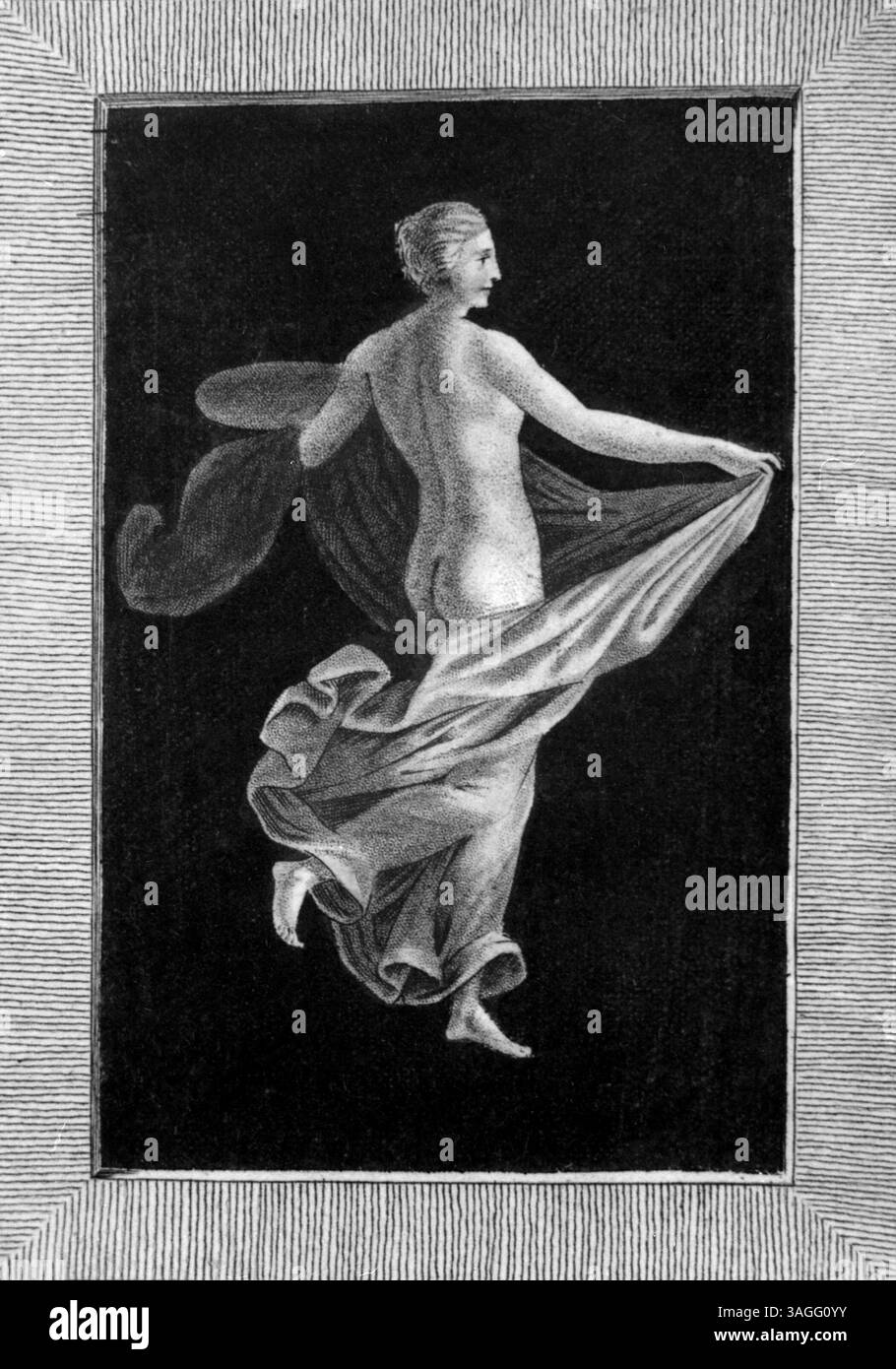 Bacchante, ancienne fresque romaine trouvée à Herculanum, illustration, Italie des années 1700 Banque D'Images