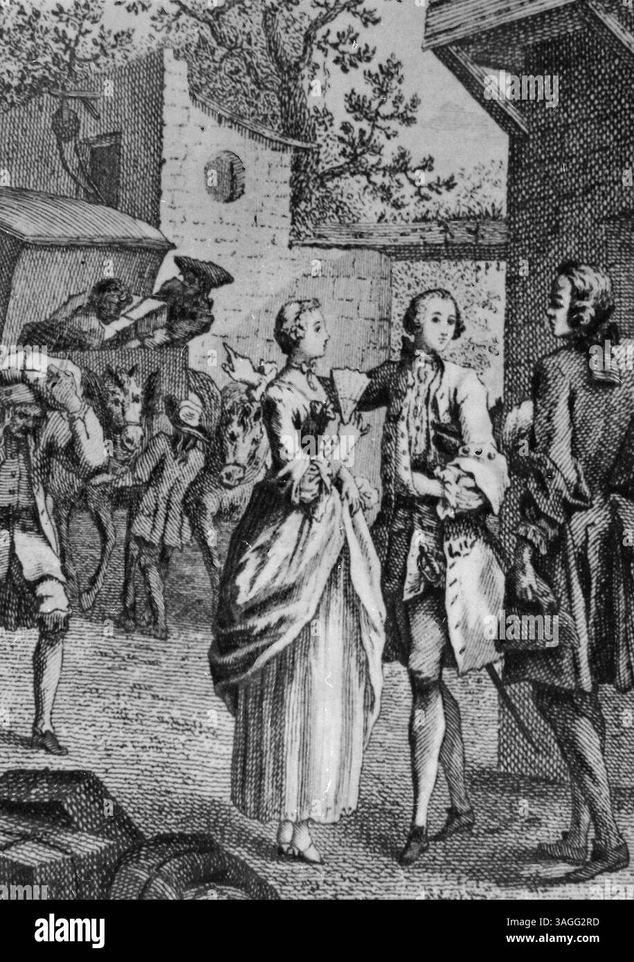 Manon Lescaut, illustration de Pasquier des années 1700 Banque D'Images