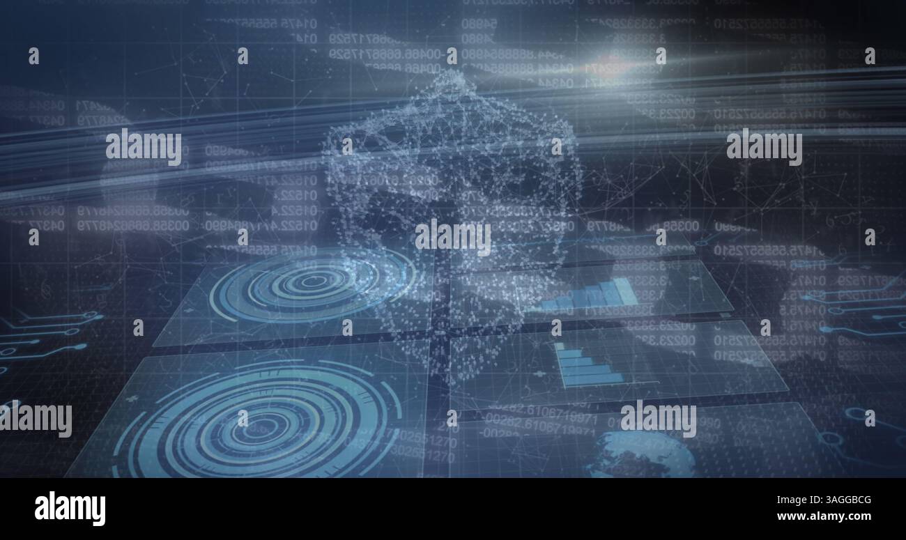 Image du cadenas de sécurité en ligne sur les écrans de balayage des oscilloscopes et de traitement des données Banque D'Images