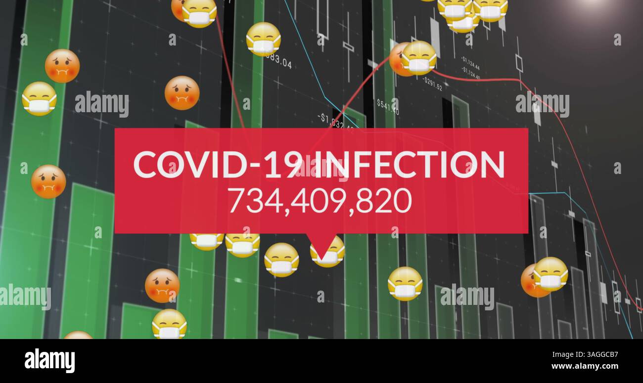 Image de nombres changeant au fil des statistiques et des emojis Banque D'Images