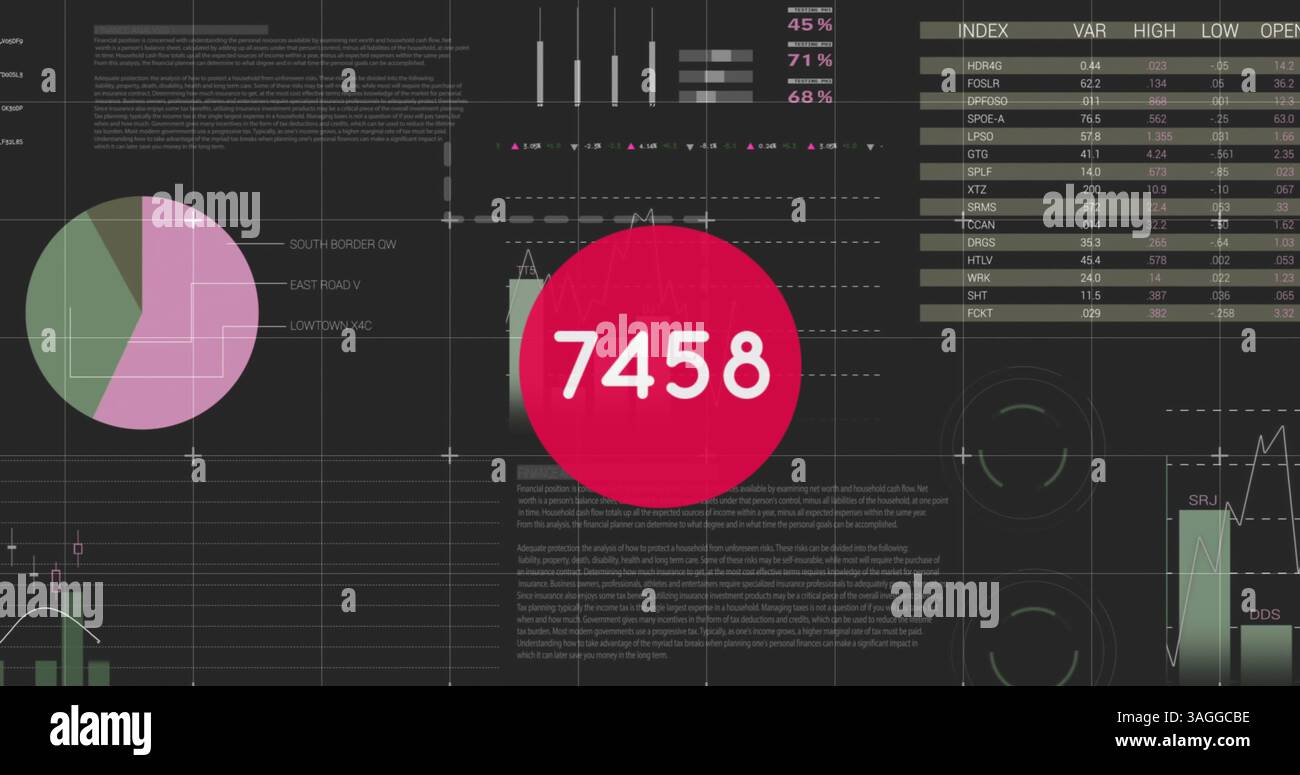Image de nombres changeant dans les statistiques et le traitement des données Banque D'Images