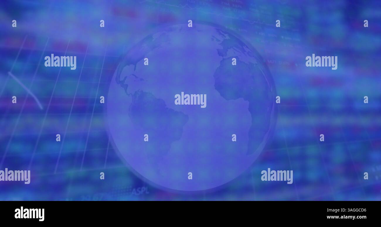 Image du traitement des données financières sur le globe et le motif vert Banque D'Images