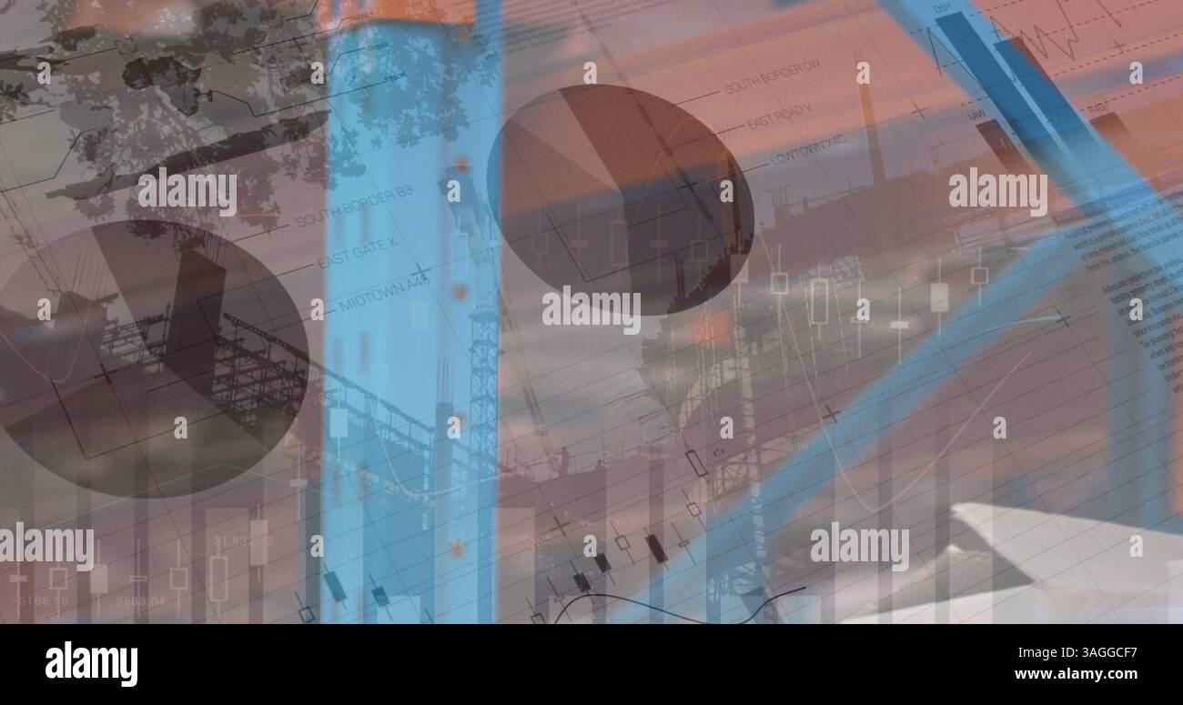 Image du traitement des données financières sur le chantier de construction Banque D'Images