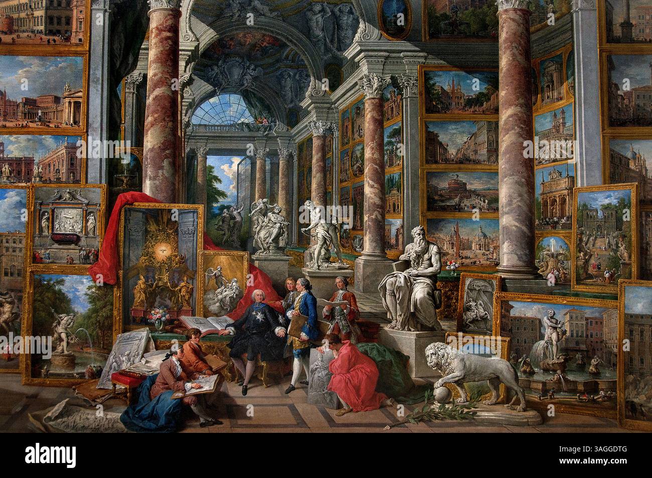 Galerie d'images de vues de la Rome moderne, 1759 commandé par l'Abbé de Canillac par Pannini Giovanni Paolo Italie Italien, Louvre Paris, Musée des Beaux-Arts, France Français, Banque D'Images