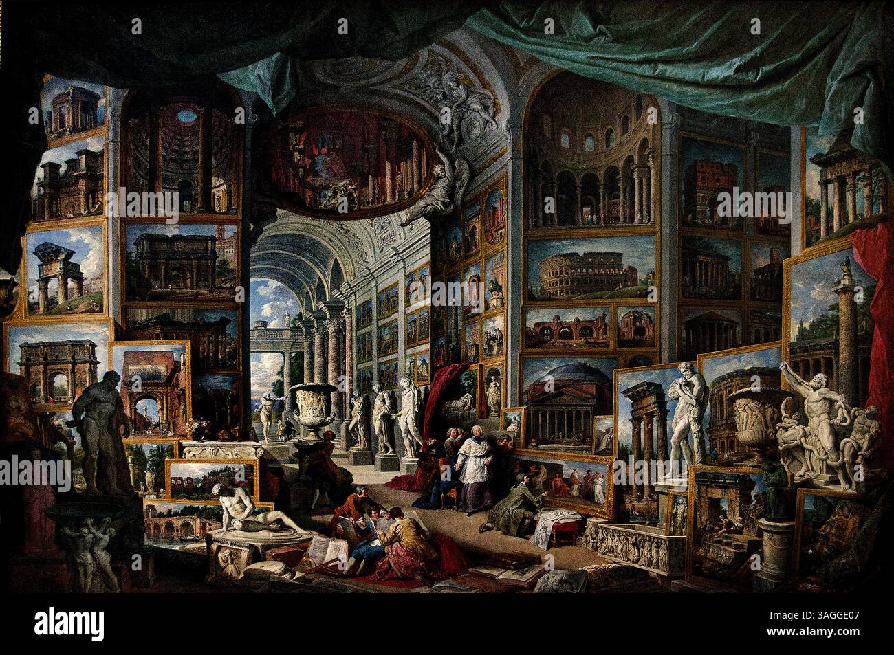 Galerie d'images de vues de la Rome moderne, 1759 commandé par l'Abbé de Canillac par Pannini Giovanni Paolo Italie Italien, Louvre Paris, Musée des Beaux-Arts, France Français, Banque D'Images