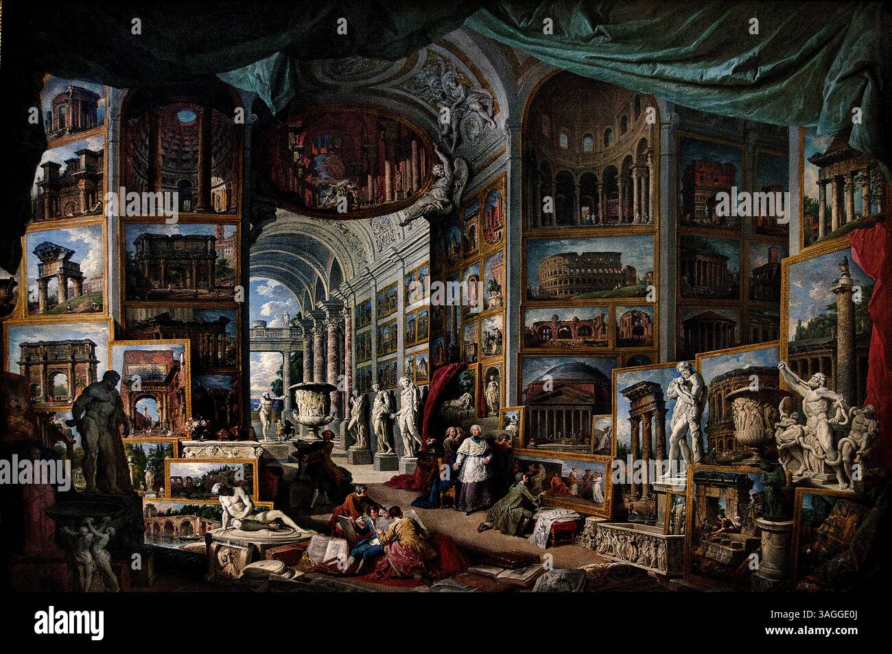 Galerie d'images de vues de la Rome moderne, 1759 commandé par l'Abbé de Canillac par Pannini Giovanni Paolo Italie Italien, Louvre Paris, Musée des Beaux-Arts, France Français, Banque D'Images