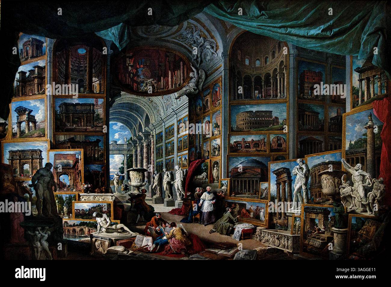 Galerie d'images de vues de la Rome moderne, 1759 commandé par l'Abbé de Canillac par Pannini Giovanni Paolo Italie Italien, Louvre Paris, Musée des Beaux-Arts, France Français, Banque D'Images