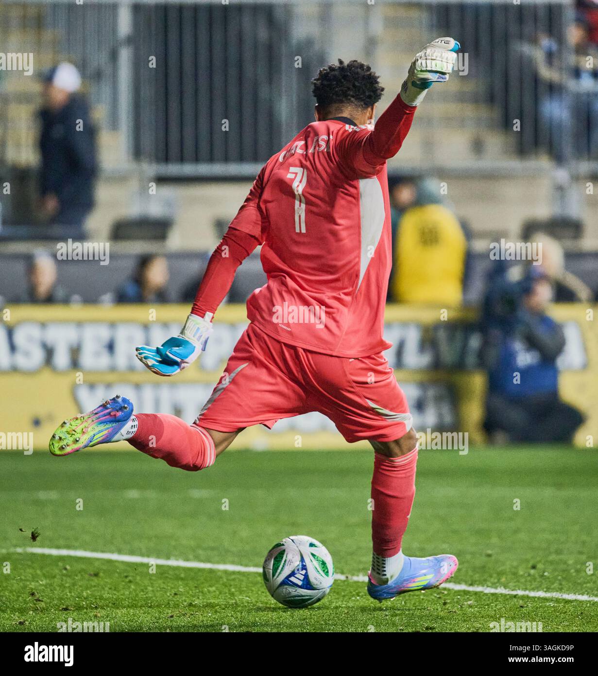 CHESTER, PA, USA - 05 AVRIL 2025 : match MLS entre Philadelphia Union et Orlando City SC au Subaru Park. ***USAGE ÉDITORIAL SEULEMENT*** Banque D'Images