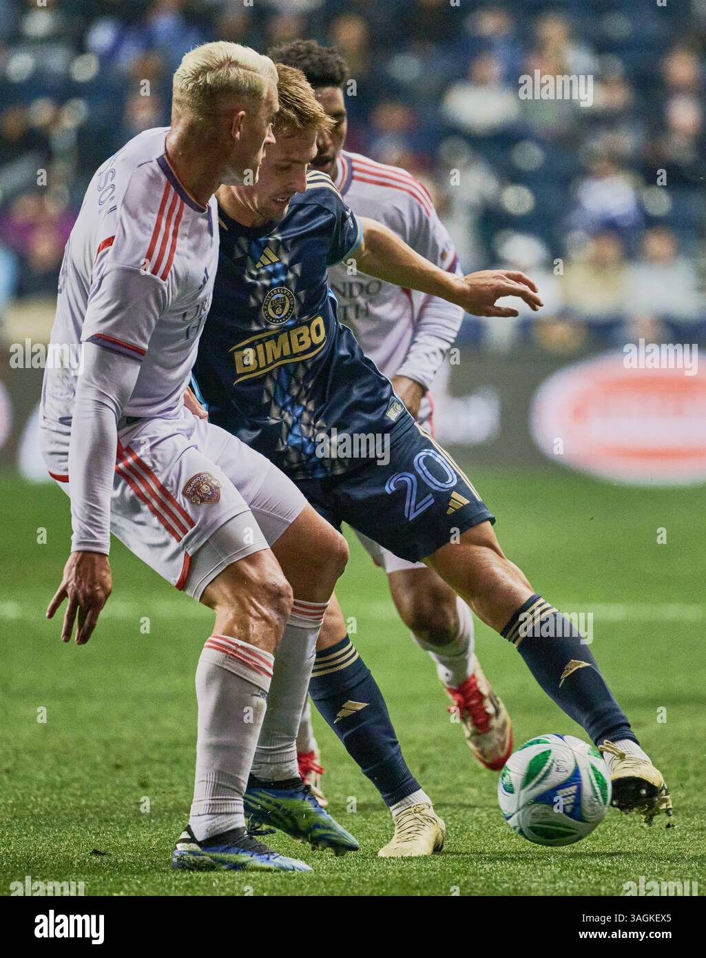 CHESTER, PA, USA - 05 AVRIL 2025 : match MLS entre Philadelphia Union et Orlando City SC au Subaru Park. ***USAGE ÉDITORIAL SEULEMENT*** Banque D'Images