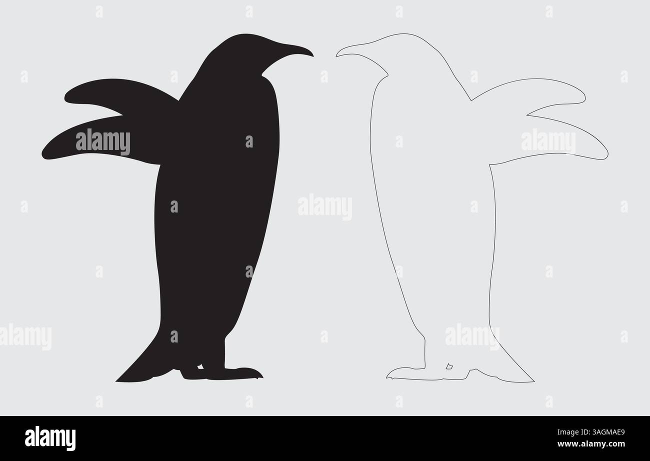 Art vectoriel d'illustration de silhouette de pingouin sur fond blanc Illustration de Vecteur