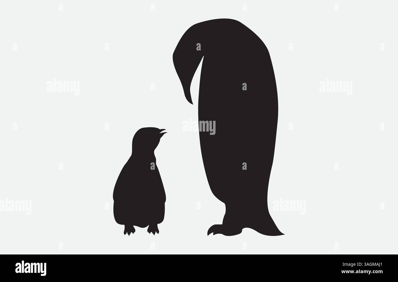 Art vectoriel d'illustration de silhouette de pingouin sur fond blanc Illustration de Vecteur