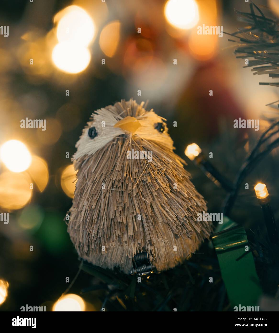 Ornement d'oiseaux sur un arbre de Noël Banque D'Images