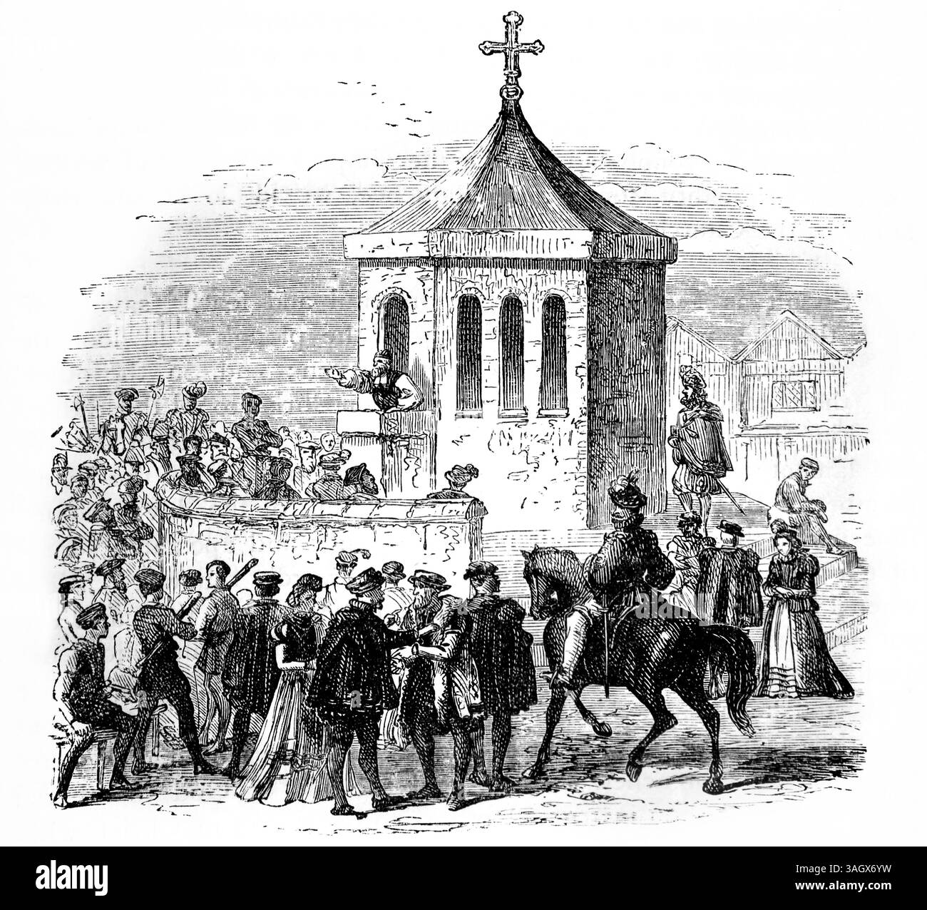 Illustration de John Rogers 1500-1555 prêchant à la Croix de Saint-Paul premier protestant anglais exécuté comme hérétique sous le règne de Marie Ire Fro Banque D'Images