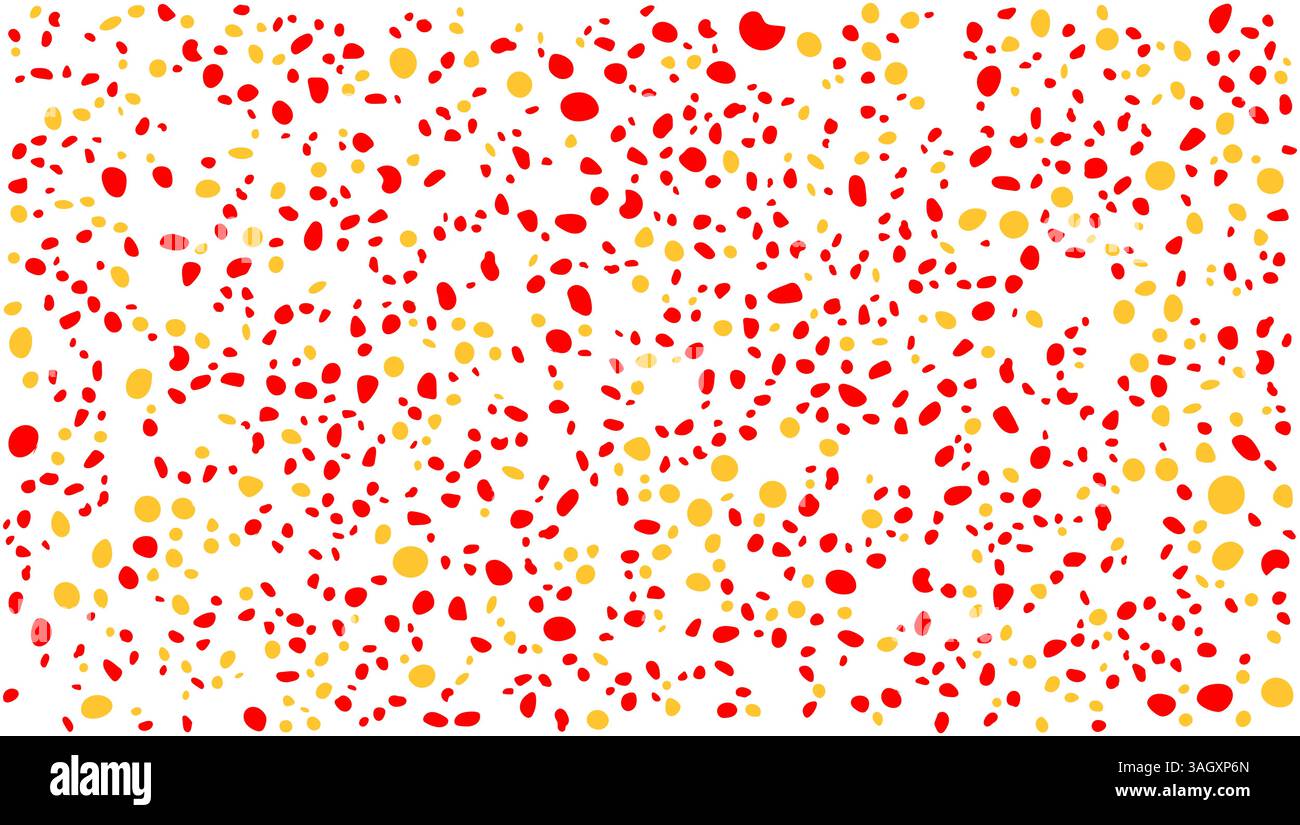 Fond abstrait à pois rouge et jaune éclatant. Illustration de Vecteur