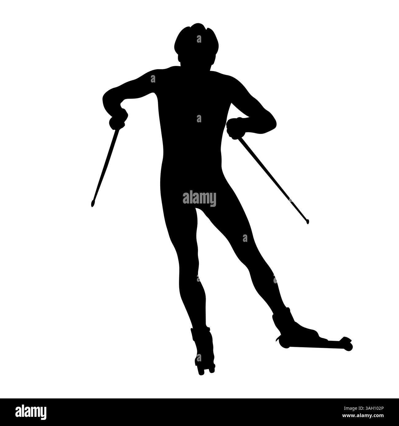 formation de ski à roulettes pour skis de fond en été Banque D'Images