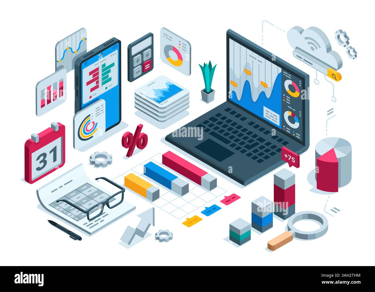 ordinateur portable isométrique avec un ensemble de graphiques et de diagrammes, en couleur sur un fond blanc, concept sur le sujet de la collecte et du traitement des statistiques financières Illustration de Vecteur ordinateur portable isométrique avec un ensemble de graphiques et de diagrammes, en couleur sur un fond blanc, concept sur le sujet de la collecte et du traitement des statistiques financières Illustration de Vecteur