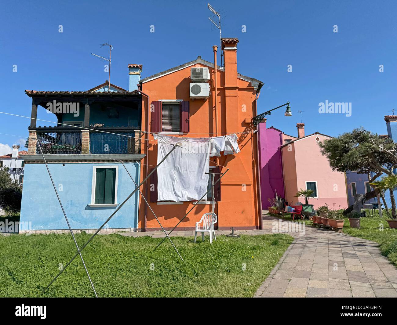 Maison typique sur l'île de Burano. Banque D'Images