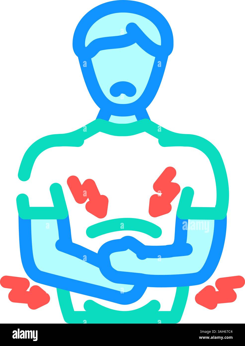 illustration vectorielle d'icône couleur de gastroentérologue de douleur abdominale Illustration de Vecteur