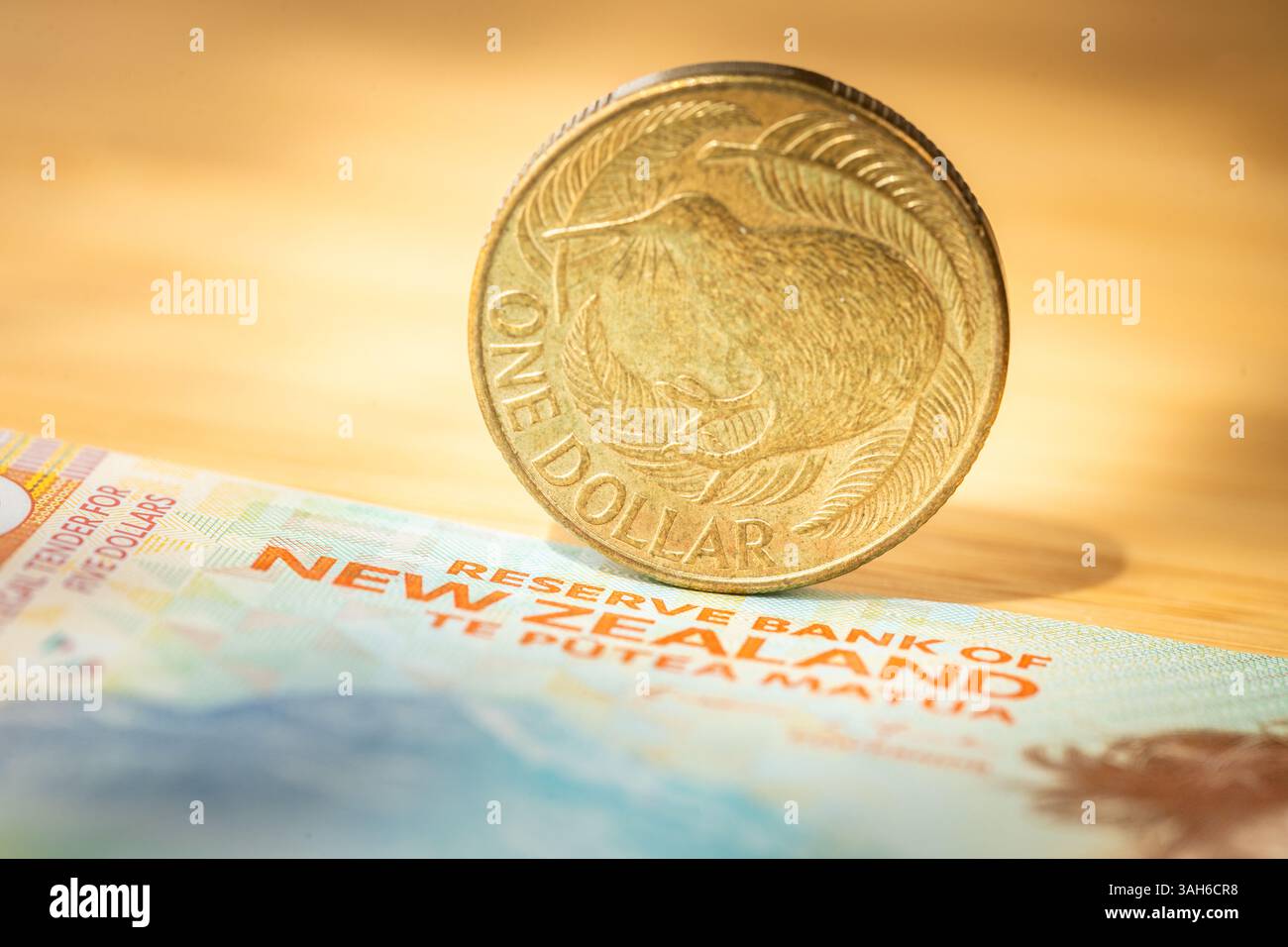 Pièce d'un dollar néo-zélandaise. Concept financier. gros plan Banque D'Images