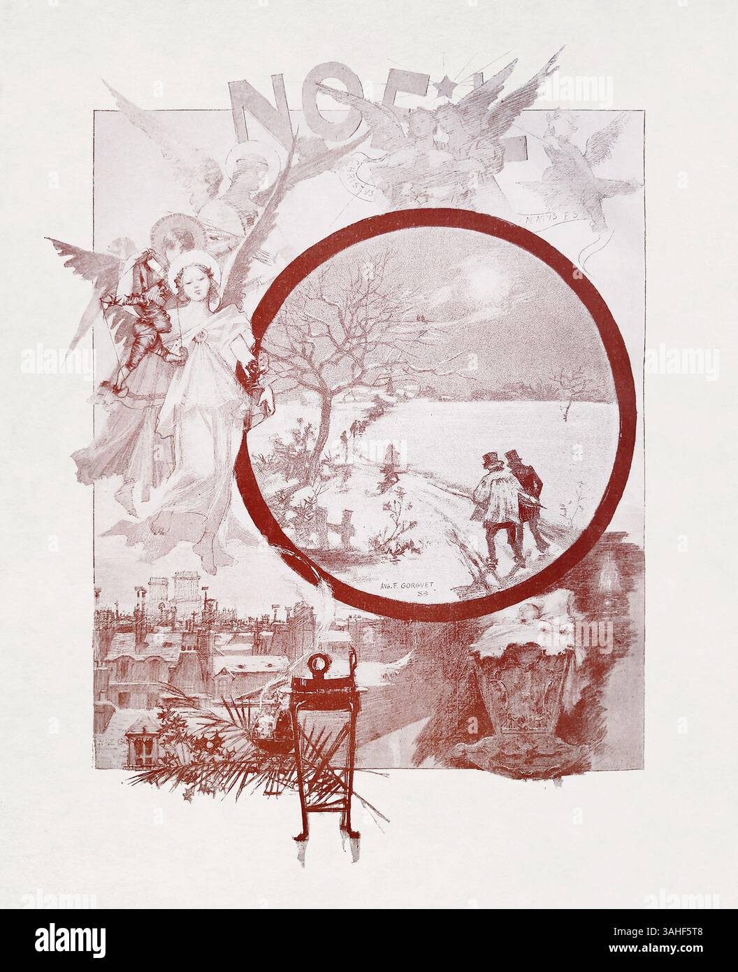 Illustration sur le thème de Noël de 1885, intitulée simplement 'Noël' (Noël) réalisée par Auguste François-Marie Gorguet Banque D'Images